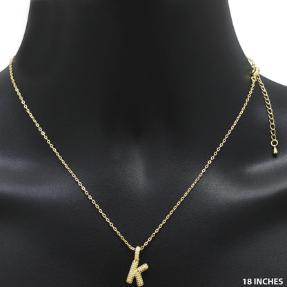 Bubble Initial Letter K Pendant Necklace 18"+2"