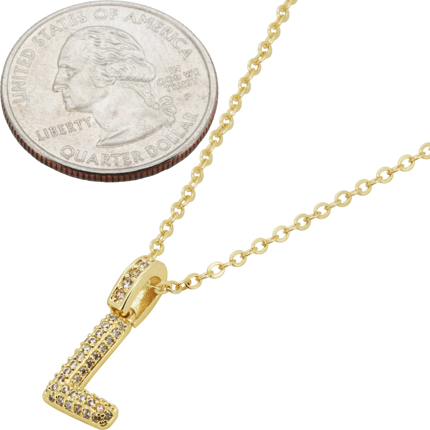Bubble Initial Letter L Pendant Necklace 18"+2"