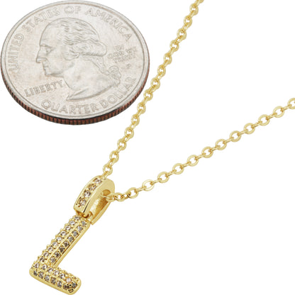 Bubble Initial Letter L Pendant Necklace 18"+2"
