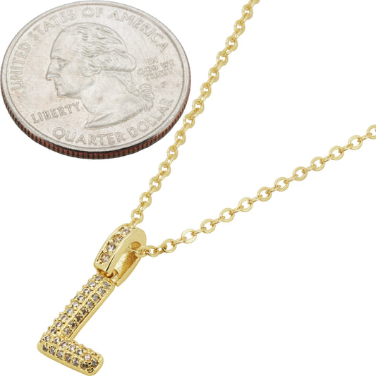 Bubble Initial Letter L Pendant Necklace 18"+2"