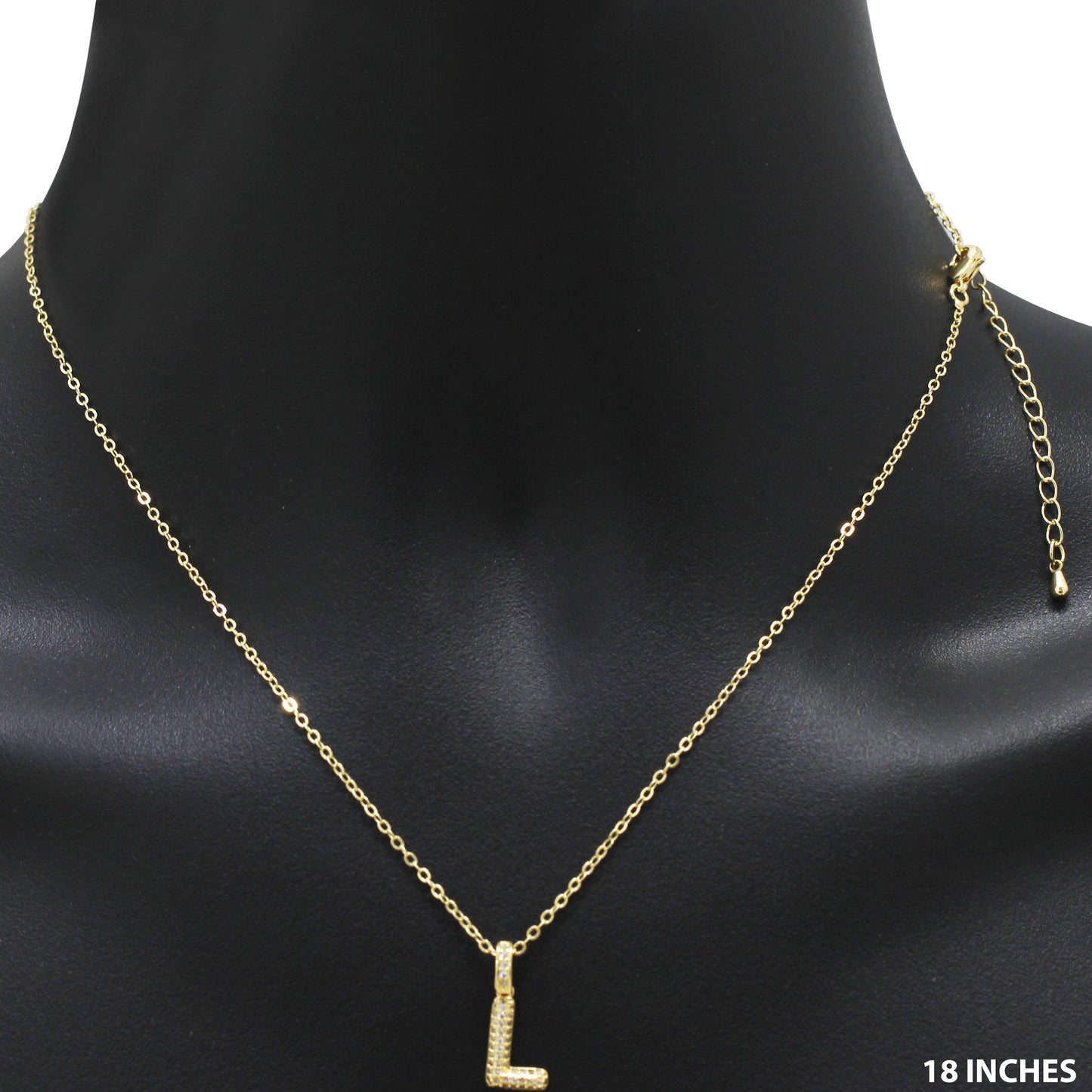 Bubble Initial Letter L Pendant Necklace 18"+2"