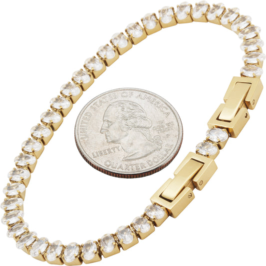 5mm Oval Cut Tennis Bracelet 6.5”-7.5”
