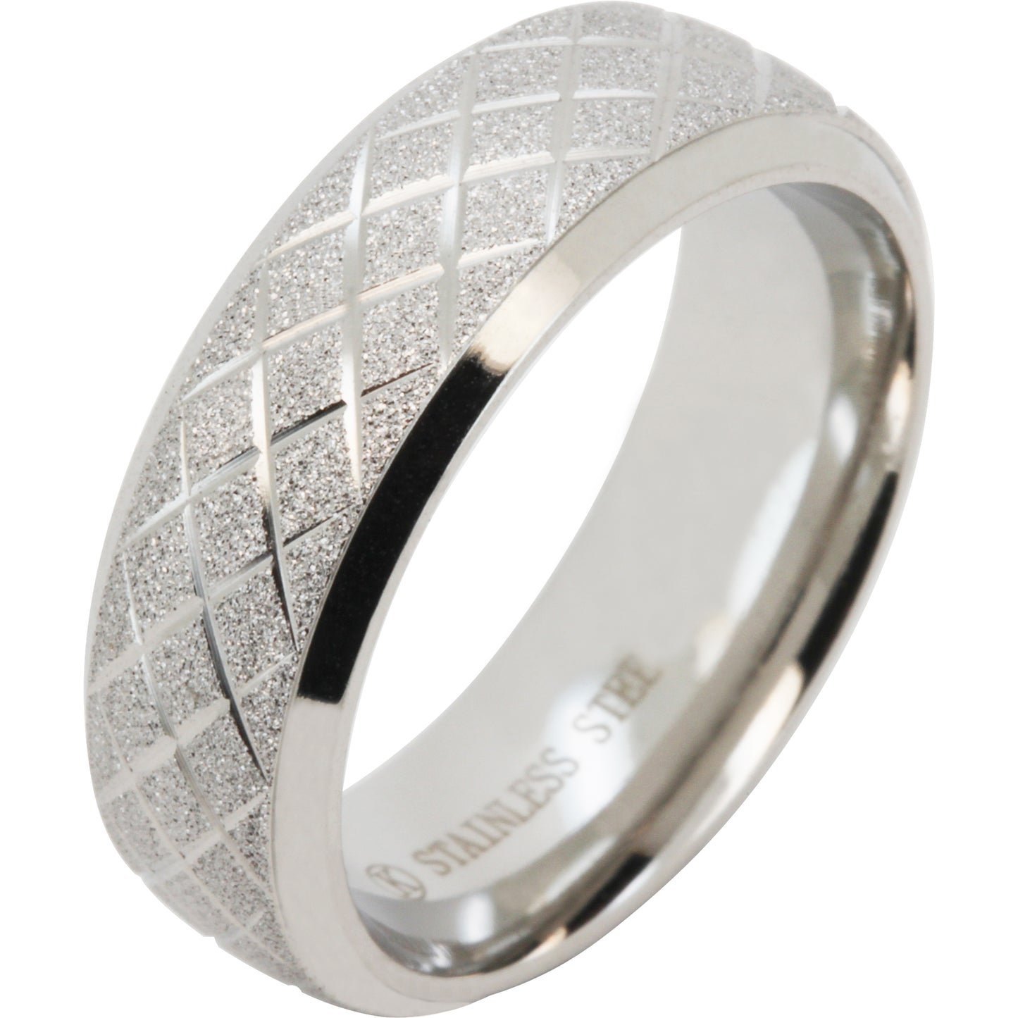 7mm Crisscross Pattern Band Ring Size 8