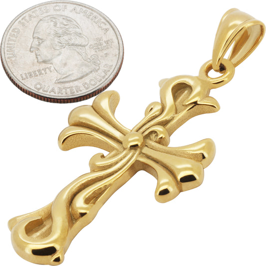 Flared Flame Cross Pendant