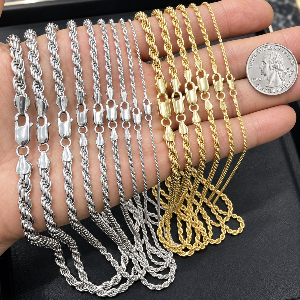 3mm Diamond Cut Rope Chain 28"