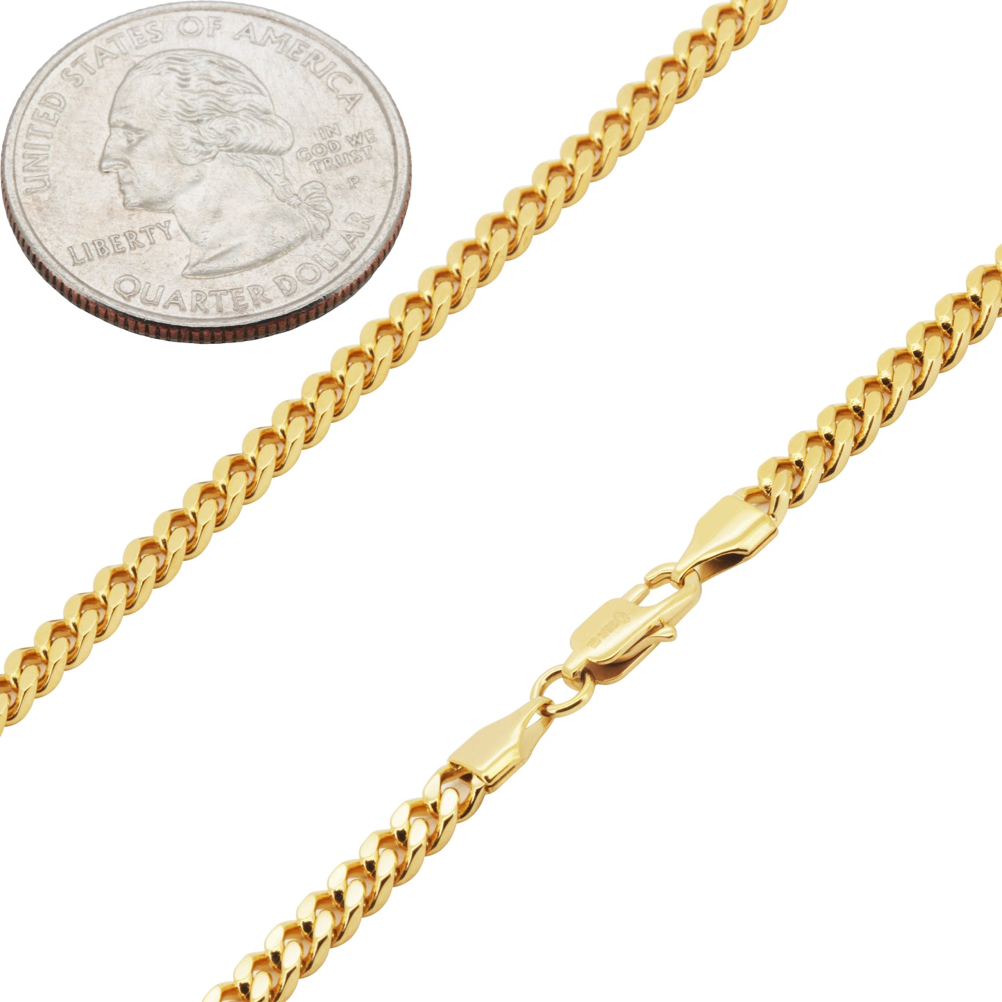 3mm Square Cut Cuban Link Chain 16"