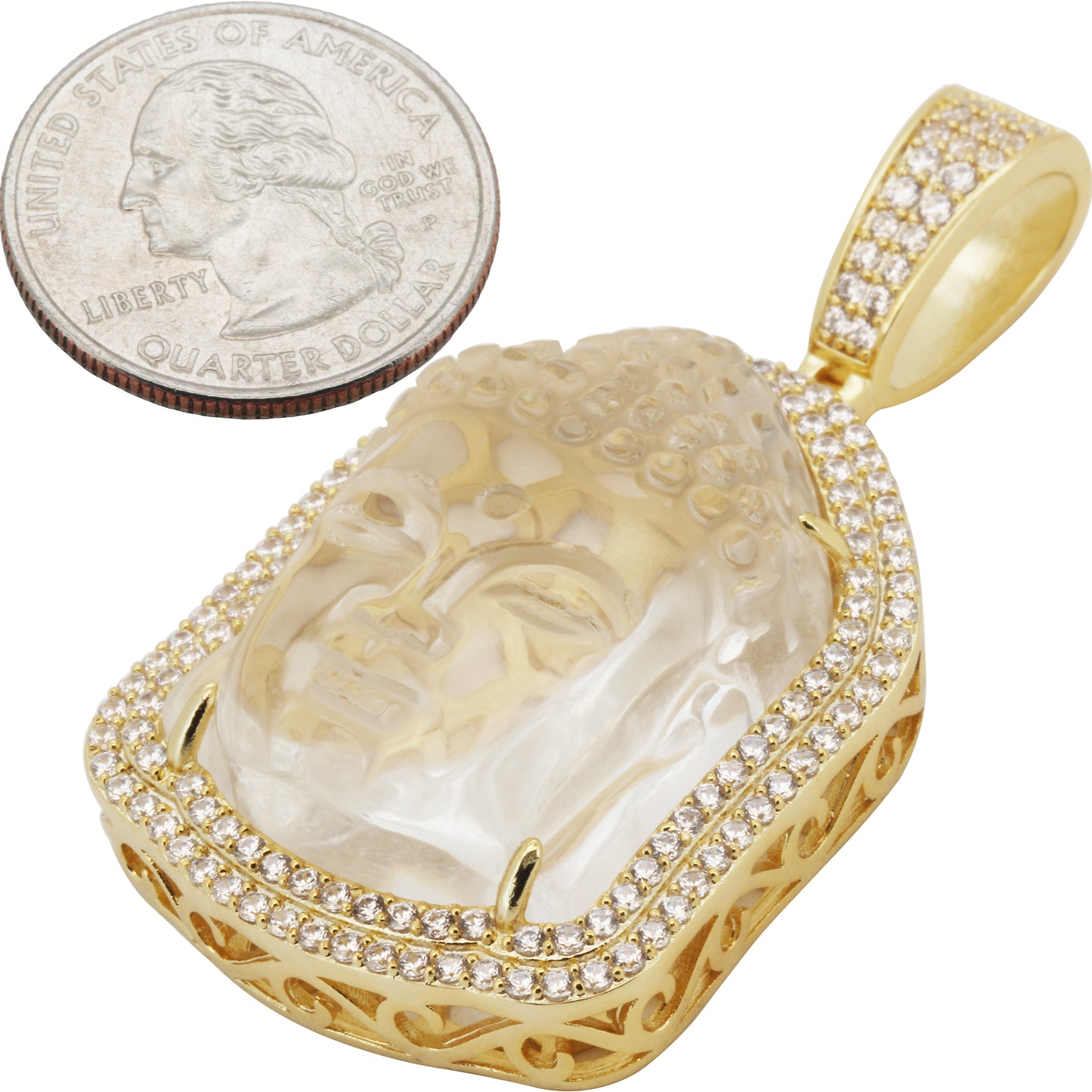 White Jade Buddha Head Pendant