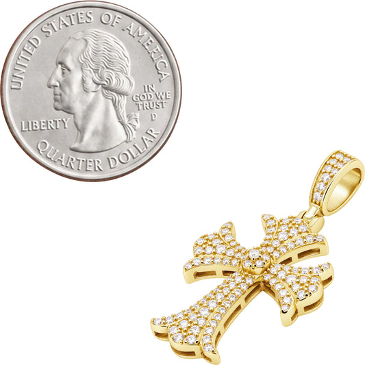 Moissanite Pavé Gothic Flared Cross Pendant S