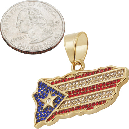 Dominican Republic Map Flag Pendant