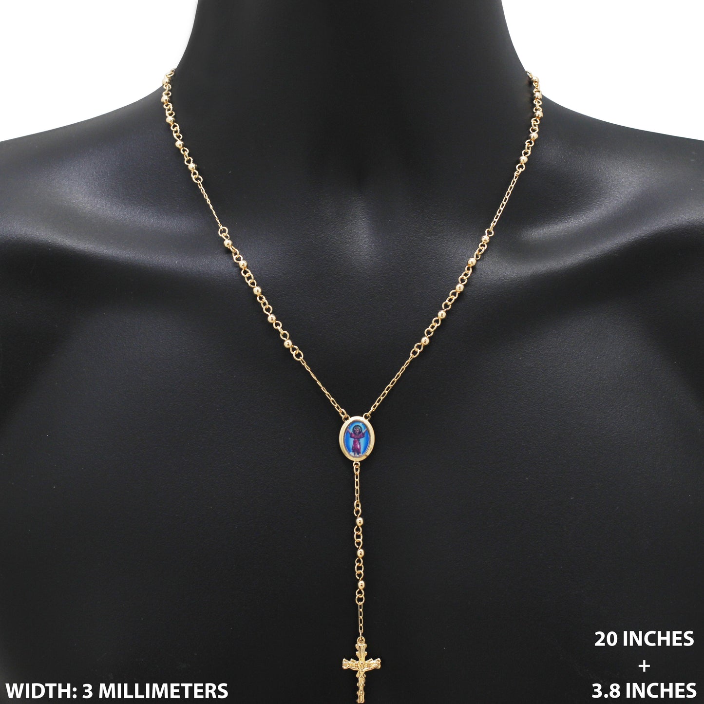 3mm Baby Jesus Enamel Rosary 20"+3.8"