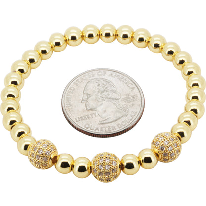 8mm Disco Ball Beaded Stretch Bracelet 7"