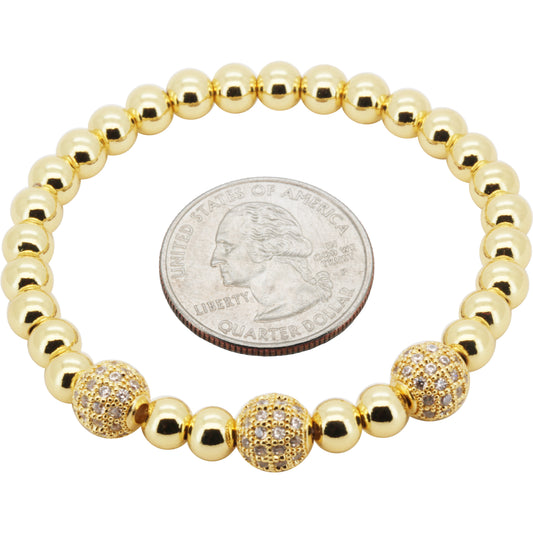 8mm Disco Ball Beaded Stretch Bracelet 7"