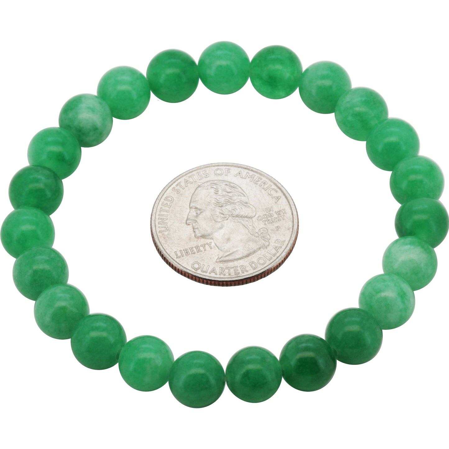8mm Jade Gemstone Beaded Stretch Bracelet 7"
