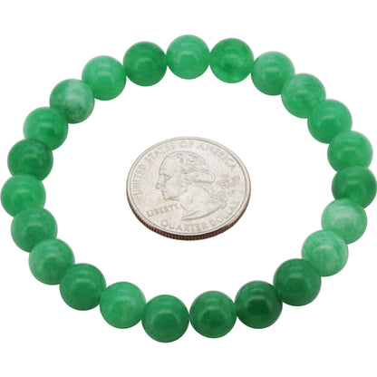 8mm Jade Gemstone Beaded Stretch Bracelet 7"