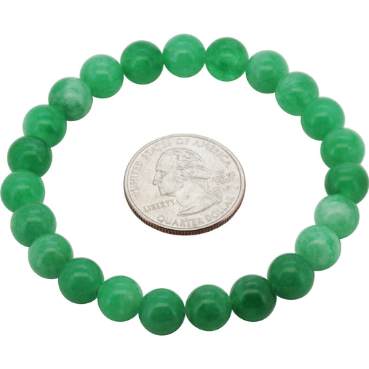 8mm Jade Gemstone Beaded Stretch Bracelet 7"