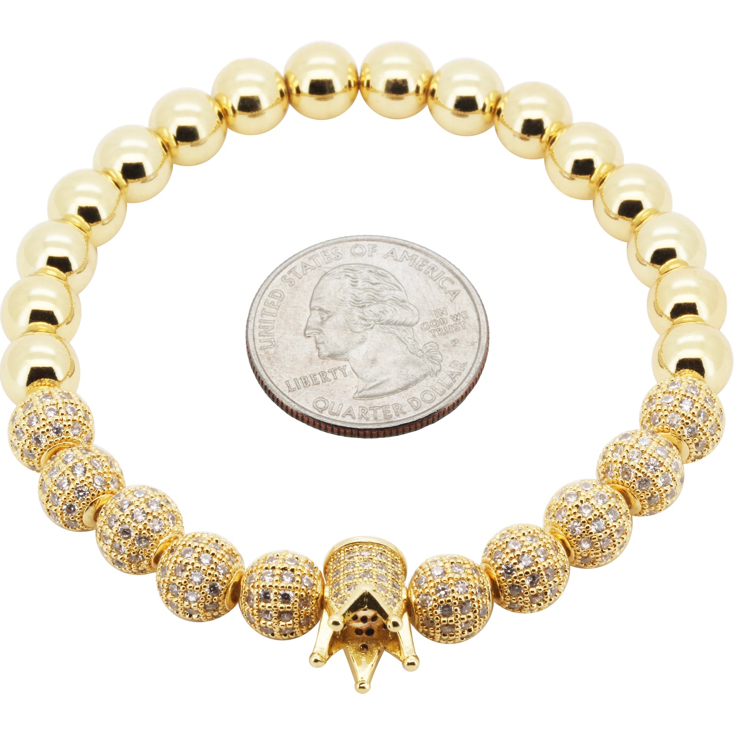 8mm Disco Ball Crown Stretch Bracelet 8"