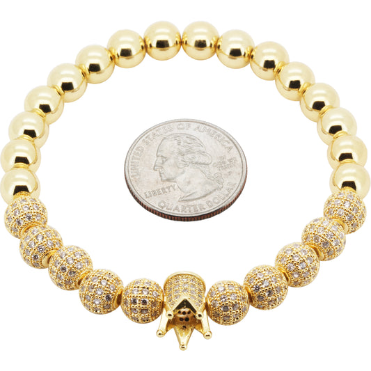 8mm Disco Ball Crown Stretch Bracelet 8"