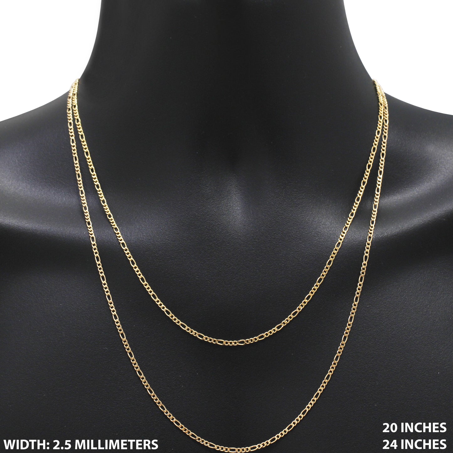 2.5mm Figaro Link Chain 24"