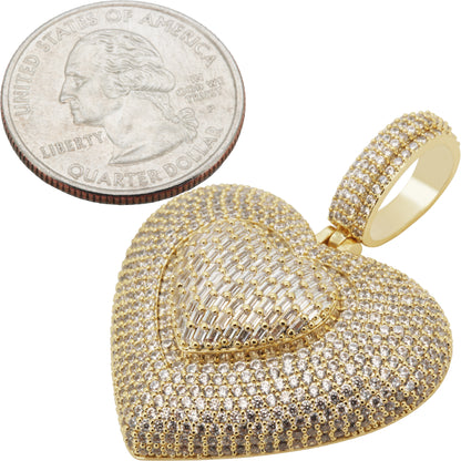 Layered Baguette Heart Pendant