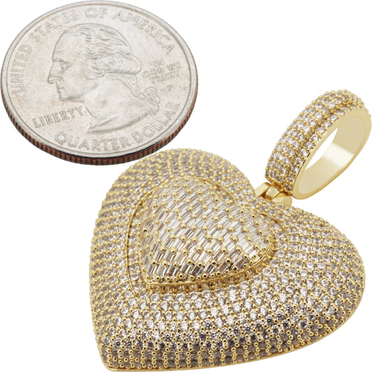Layered Baguette Heart Pendant