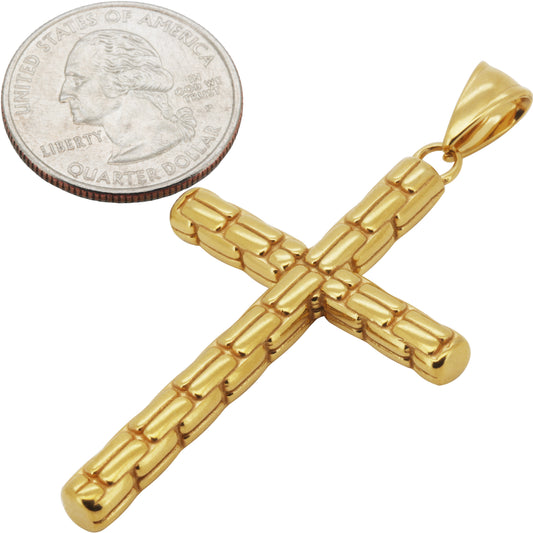 5mm Brick Texture Cross Pendant