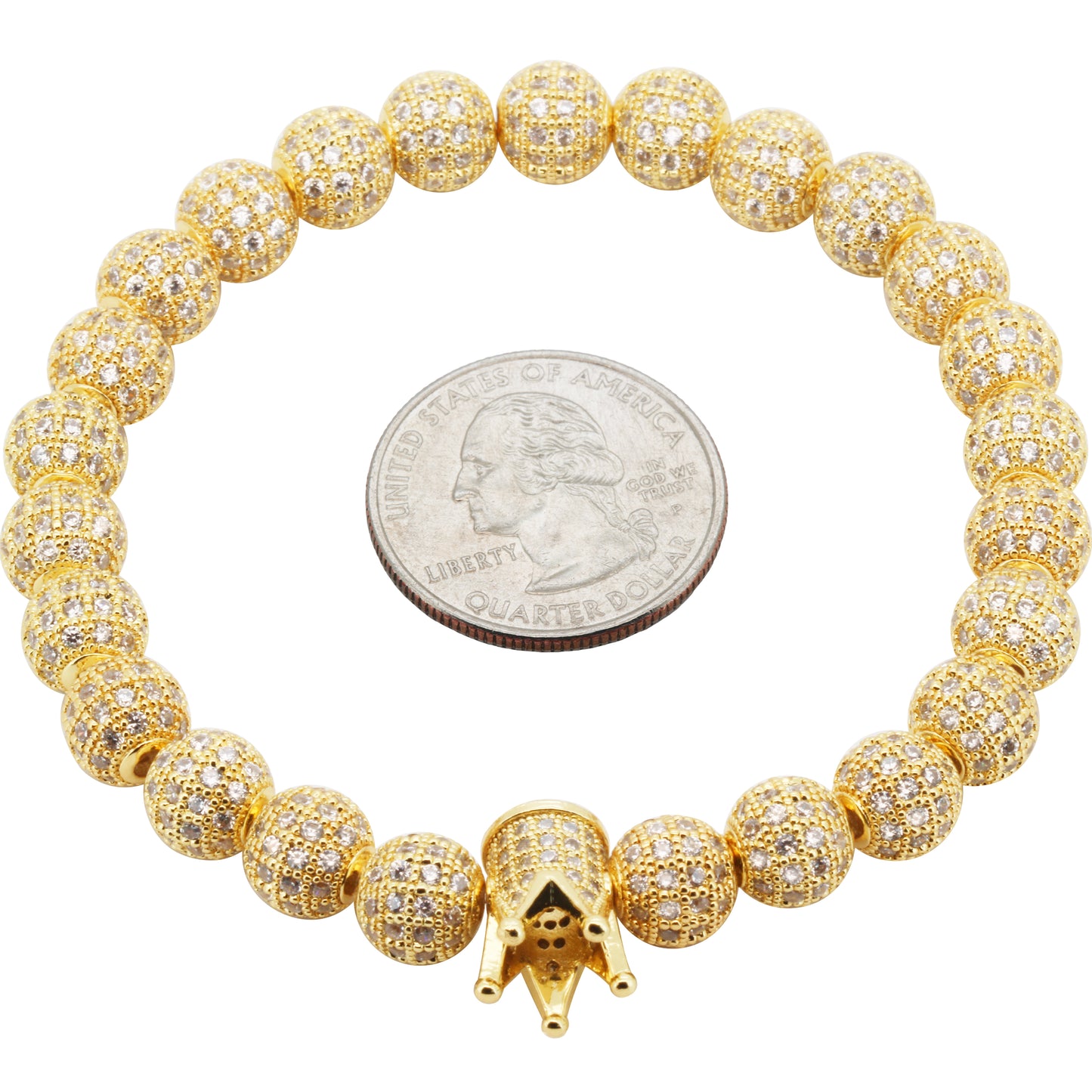 8mm Disco Ball Crown Stretch Bracelet 8"