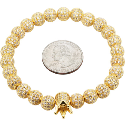 8mm Disco Ball Crown Stretch Bracelet 8"