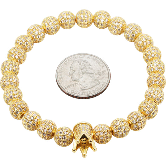 8mm Disco Ball Crown Stretch Bracelet 8"