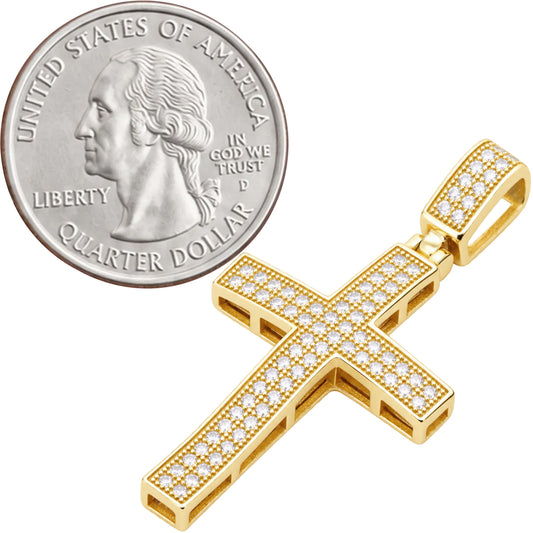 Moissanite Two-Row Pavé Cross Pendant