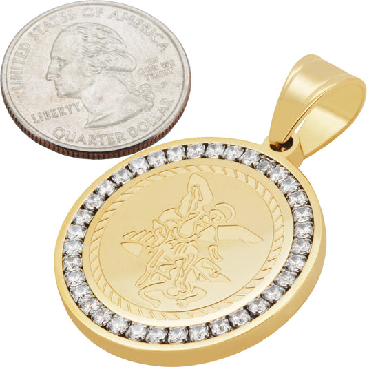 Saint Michael Round Halo Medallion Pendant