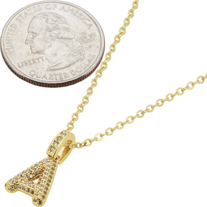 Bubble Initial Letter A Pendant Necklace 18"+2"