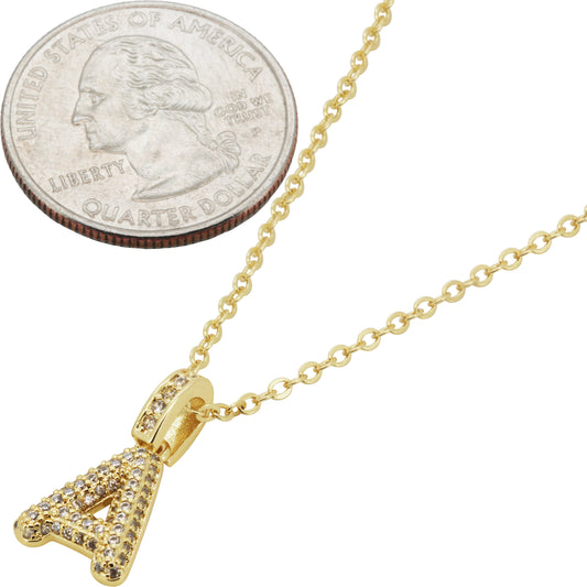 Bubble Initial Letter A Pendant Necklace 18"+2"