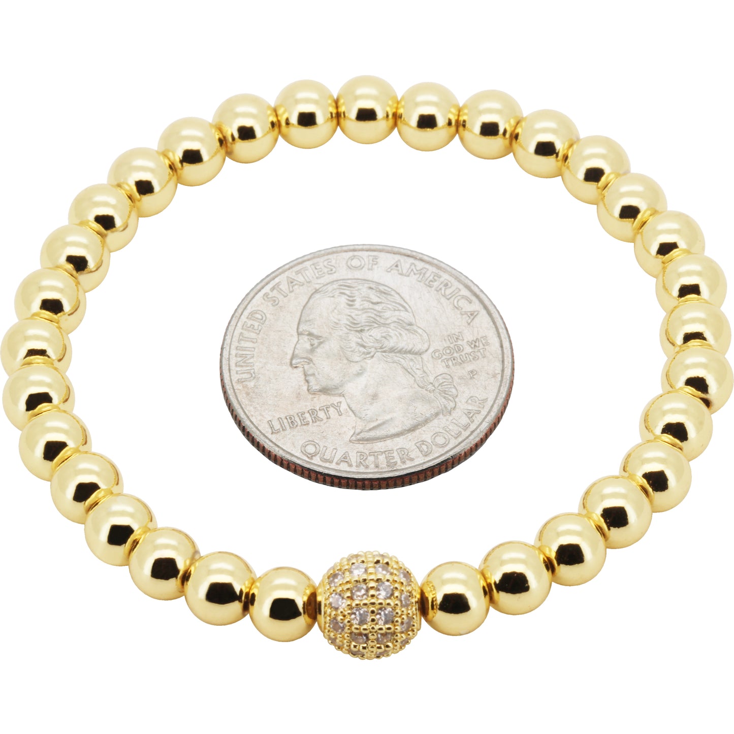 8mm Disco Ball Beaded Stretch Bracelet 7”