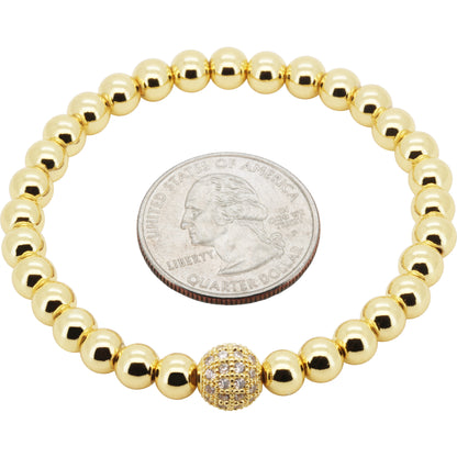 8mm Disco Ball Beaded Stretch Bracelet 7”