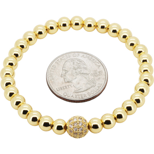 8mm Disco Ball Beaded Stretch Bracelet 7”