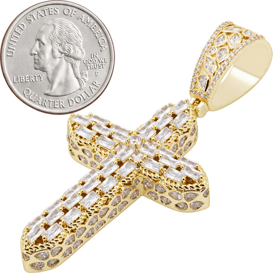 Mixed-Cut Cluster Cross Pendant