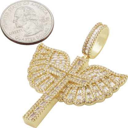 Baguette Winged Cross Pendant