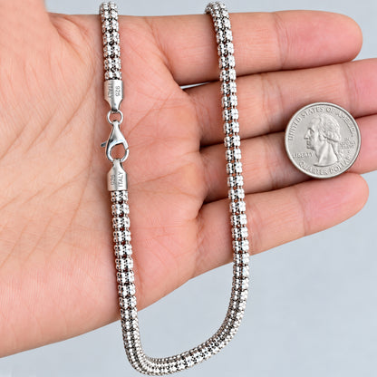 5mm 5 Row Diamond Cut Barrel Moon Ice Link Chain 20"