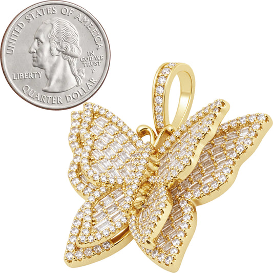 Baguette Butterfly Pendant