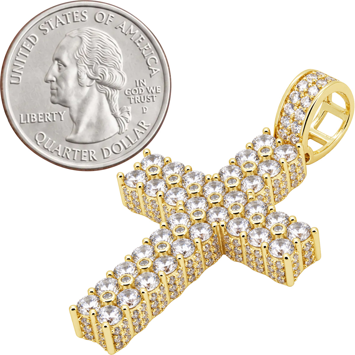Two-Row Pavé Cross Pendant