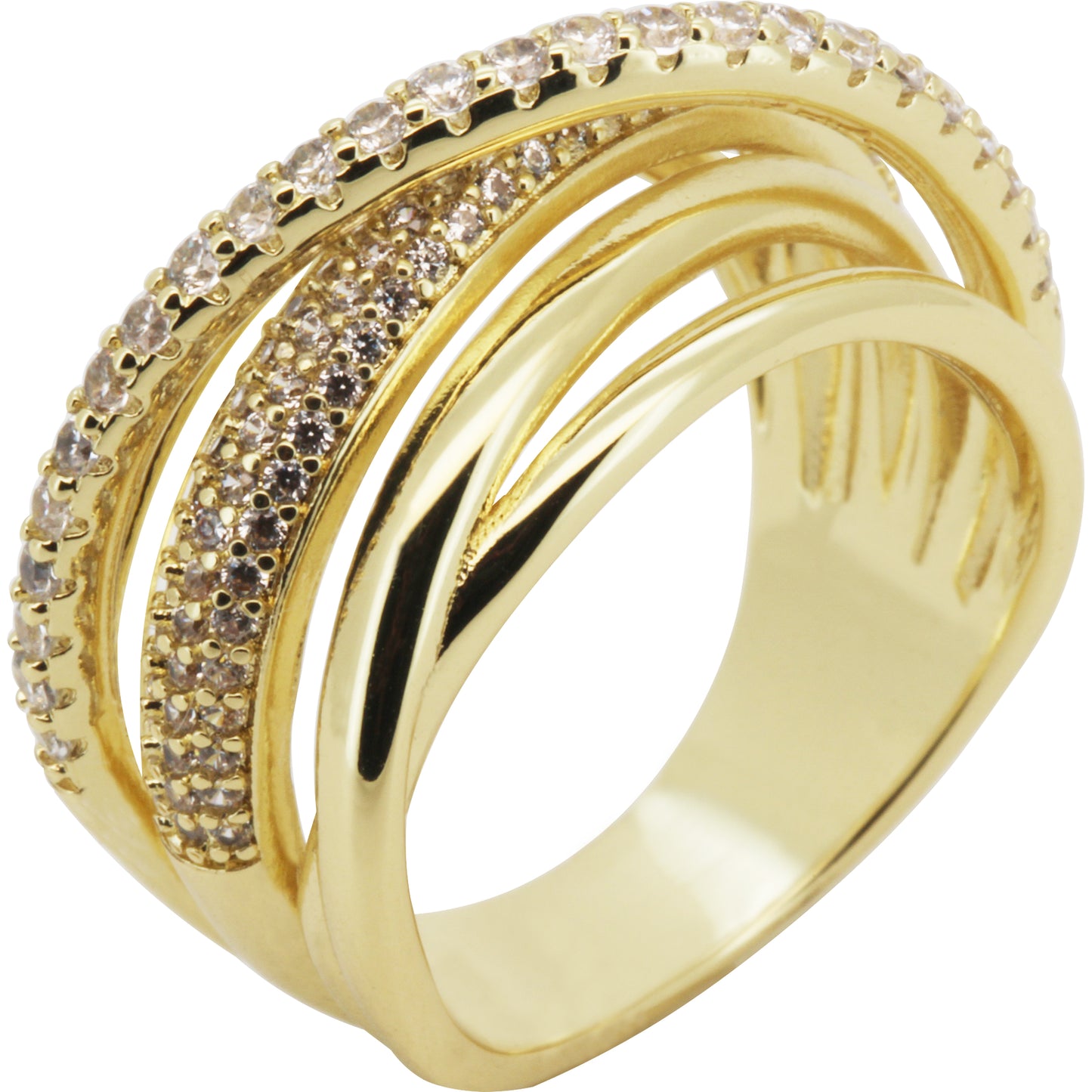 Crossover Pavé Multi‑Band Ring Size 9