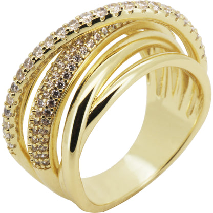 Crossover Pavé Multi‑Band Ring Size 9