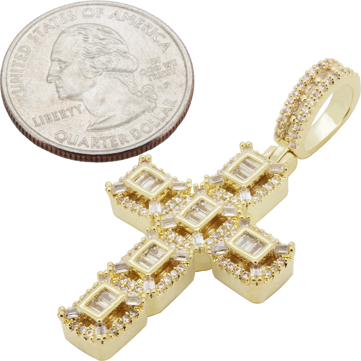 Baguette Segment Cross Pendant
