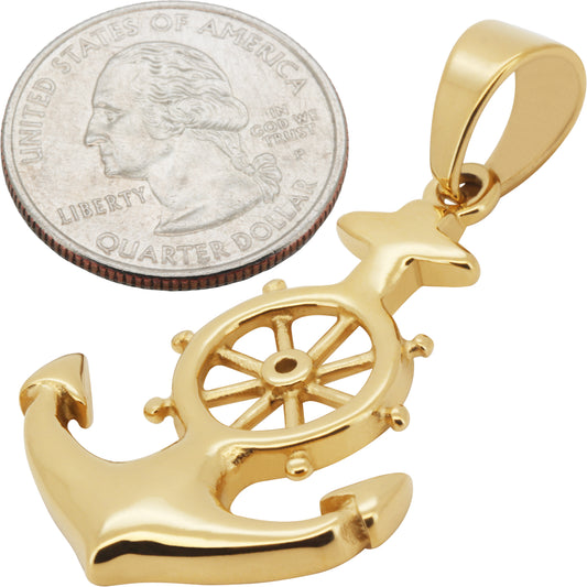 Nautical Anchor & Ship Wheel Pendant