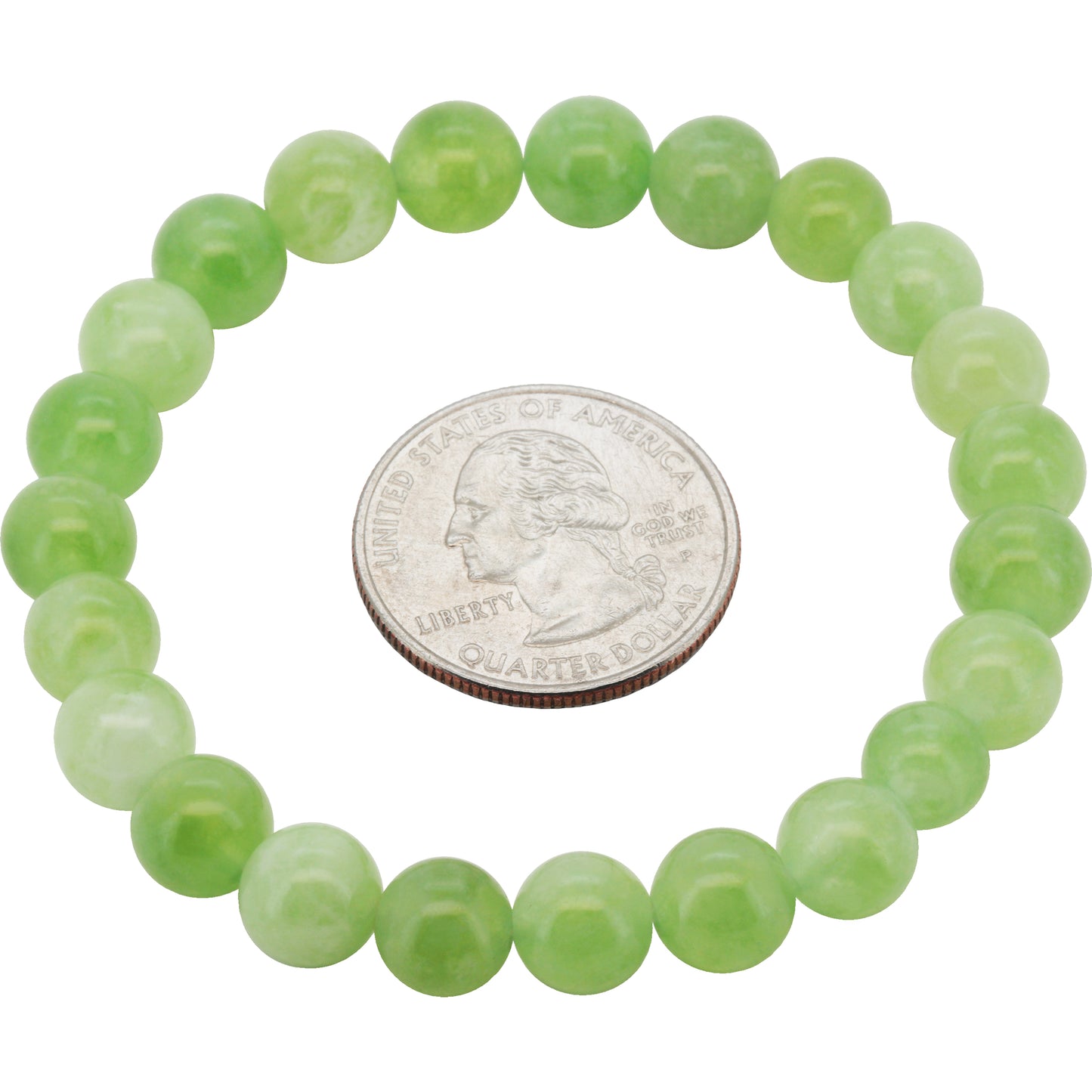 8mm Nephrite Jade Gemstone Beaded Stretch Bracelet 7"