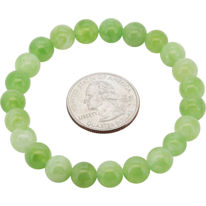 8mm Nephrite Jade Gemstone Beaded Stretch Bracelet 7"
