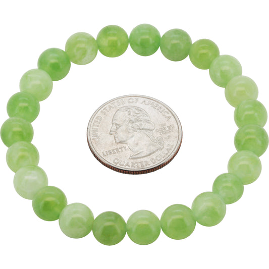 8mm Nephrite Jade Gemstone Beaded Stretch Bracelet 7"