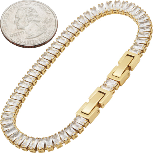5mm Baguette Cut Tennis Bracelet 6.5”-7.5”