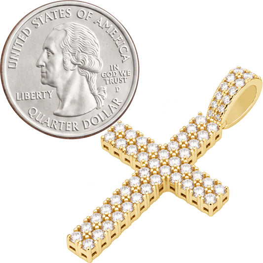 Moissanite Two-Row Pavé Cross Pendant