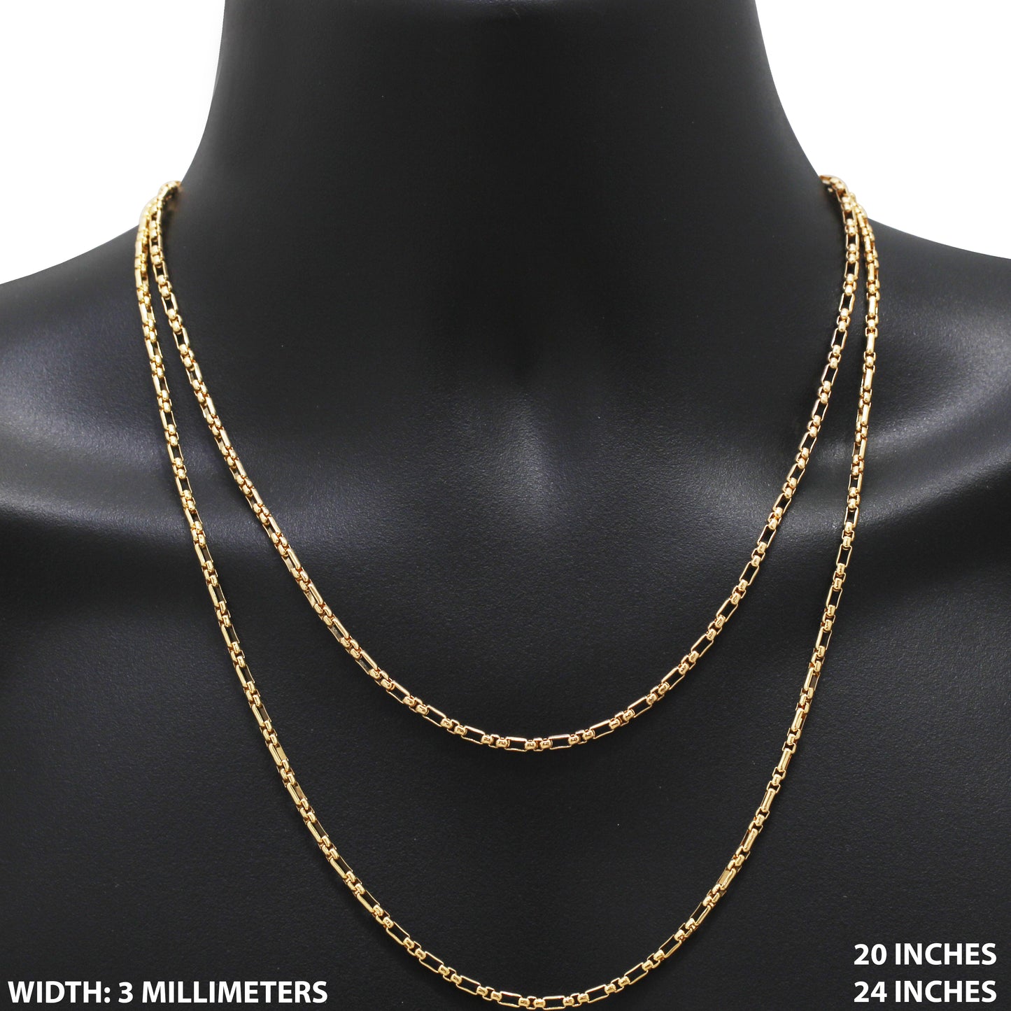 3mm Figaro Box Chain 24"
